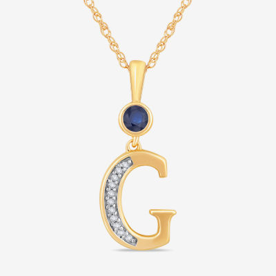 Womens Lab Created Blue Sapphire 14K Gold Over Silver Pendant Necklace