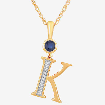 K Womens Lab Created Blue Sapphire 14K Gold Over Silver Pendant Necklace