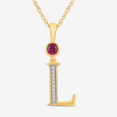 Womens Lab Created Red Ruby 14K Gold Over Silver Pendant Necklace