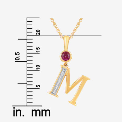 Womens Lab Created Red Ruby 14K Gold Over Silver Pendant Necklace