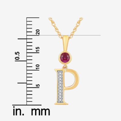 Womens Lab Created Red Ruby 14K Gold Over Silver Pendant Necklace