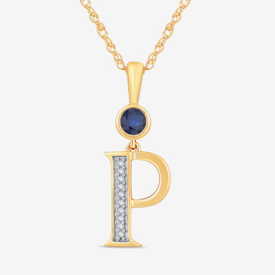 Womens Lab Created Blue Sapphire 14K Gold Over Silver Pendant Necklace