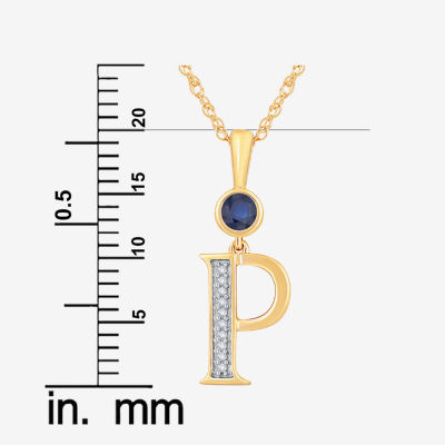 Womens Lab Created Blue Sapphire 14K Gold Over Silver Pendant Necklace