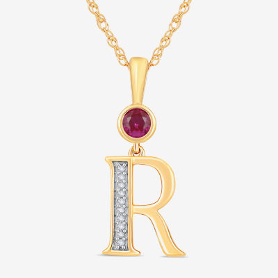 R Womens Lab Created Red Ruby 14K Gold Over Silver 18 Inch Pendant Necklace