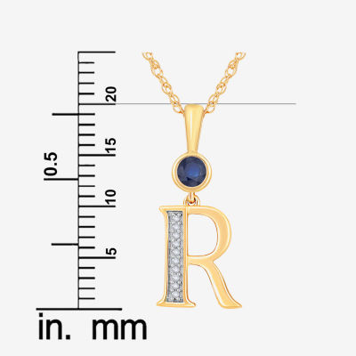 R Womens Lab Created Blue Sapphire 14K Gold Over Silver Pendant Necklace