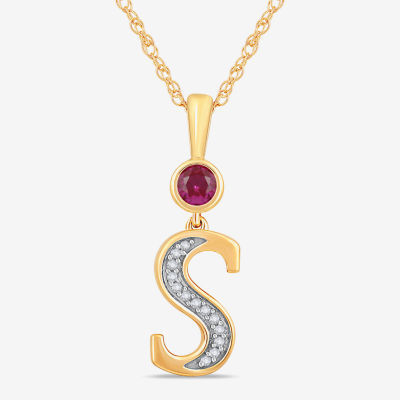 Womens Lab Created Red Ruby 14K Gold Over Silver Pendant Necklace