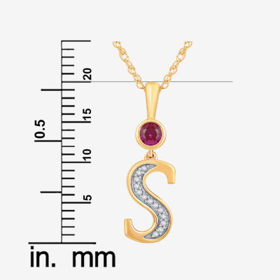 Womens Lab Created Red Ruby 14K Gold Over Silver Pendant Necklace