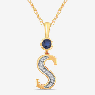 Womens Lab Created Blue Sapphire 14K Gold Over Silver Pendant Necklace