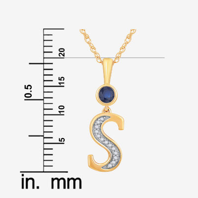 S Womens Lab Created Blue Sapphire 14K Gold Over Silver 18 Inch Pendant Necklace