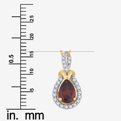 Womens 1/7 CT. T.W. Genuine Red Garnet 10K Gold Pendant Necklace