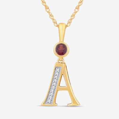 A Womens Genuine Red Garnet 14K Gold Over Silver Pendant Necklace