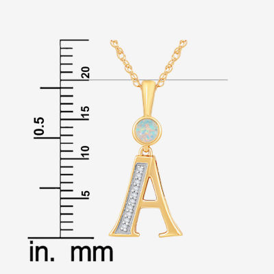 A Womens Lab Created White Opal 14K Gold Over Silver Pendant Necklace