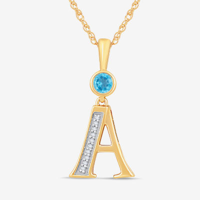 A Womens Genuine Blue Topaz 14K Gold Over Silver Pendant Necklace