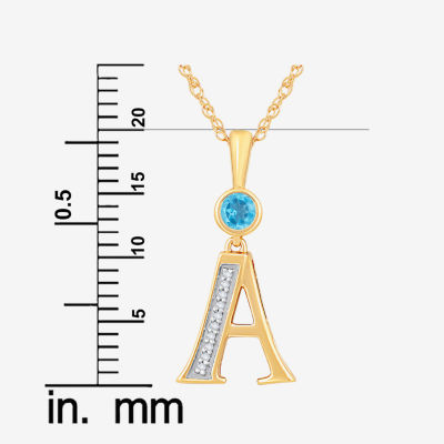 A Womens Genuine Blue Topaz 14K Gold Over Silver Pendant Necklace