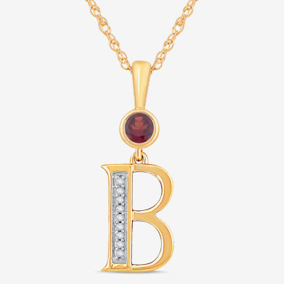 B Womens Genuine Red Garnet 14K Gold Over Silver Pendant Necklace