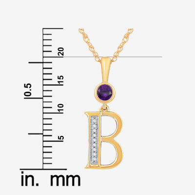 B Womens Genuine Purple Amethyst 14K Gold Over Silver Pendant Necklace