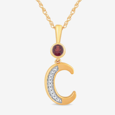 C Womens Genuine Red Garnet 14K Gold Over Silver Pendant Necklace