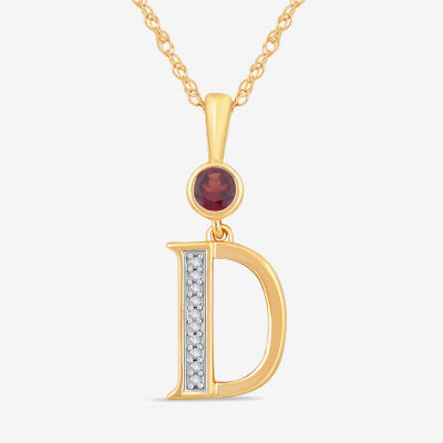 D Womens Genuine Red Garnet 14K Gold Over Silver Pendant Necklace