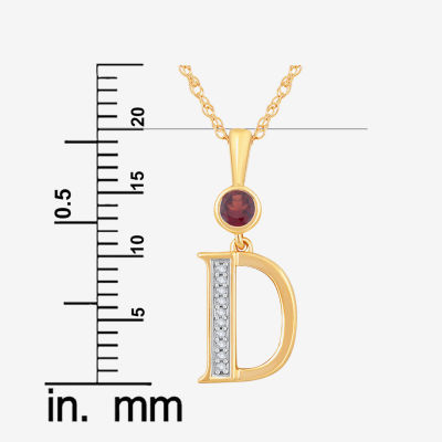 D Womens Genuine Red Garnet 14K Gold Over Silver Pendant Necklace