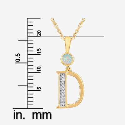 D Womens Lab Created White Opal 14K Gold Over Silver 18 Inch Pendant Necklace