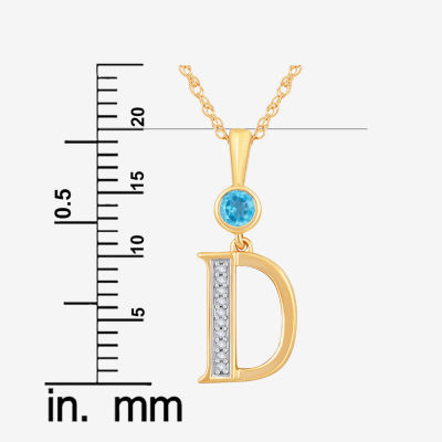 D Womens Genuine Blue Topaz 14K Gold Over Silver Pendant Necklace