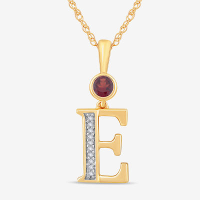 E Womens Genuine Red Garnet 14K Gold Over Silver Pendant Necklace