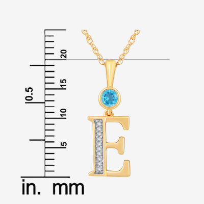 E Womens Genuine Blue Topaz 14K Gold Over Silver Pendant Necklace