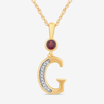 Womens Genuine Red Garnet 14K Gold Over Silver Pendant Necklace