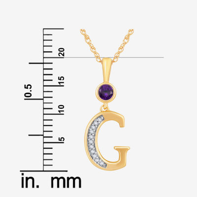 Womens Genuine Purple Amethyst 14K Gold Over Silver Pendant Necklace