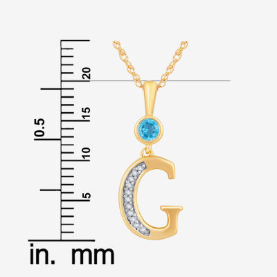 G Womens Genuine Blue Topaz 14K Gold Over Silver Pendant Necklaces