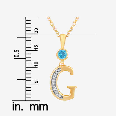 G Womens Genuine Blue Topaz 14K Gold Over Silver Pendant Necklace