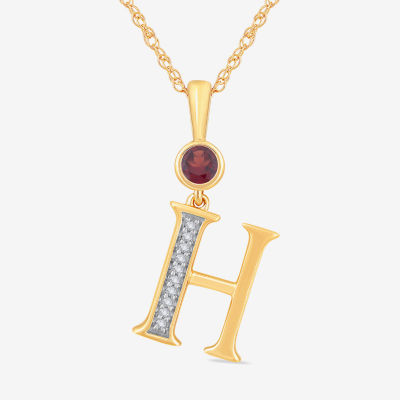 H Womens Genuine Red Garnet 14K Gold Over Silver Pendant Necklace