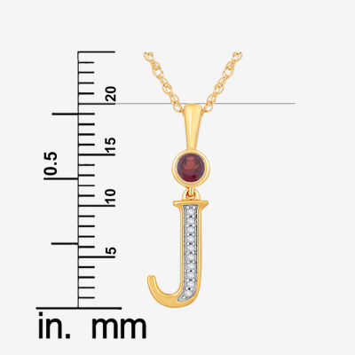 J Womens Genuine Red Garnet 14K Gold Over Silver Pendant Necklace