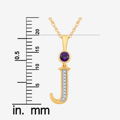 J Womens Genuine Purple Amethyst 14K Gold Over Silver 18 Inch Pendant Necklace