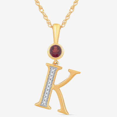 K Womens Genuine Red Garnet 14K Gold Over Silver Pendant Necklace