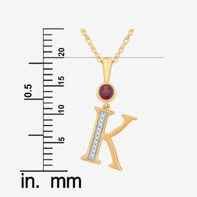 K Womens Genuine Red Garnet 14K Gold Over Silver Pendant Necklace