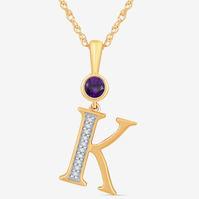 K Womens Genuine Purple Amethyst 14K Gold Over Silver Pendant Necklace