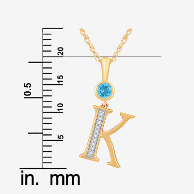 K Womens Genuine Blue Topaz 14K Gold Over Silver Pendant Necklaces