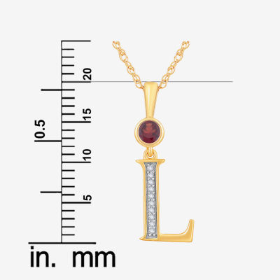 Womens Genuine Red Garnet 14K Gold Over Silver Pendant Necklace