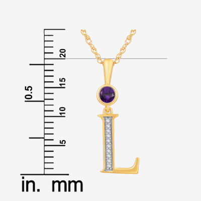 L Womens Genuine Purple Amethyst 14K Gold Over Silver 18 Inch Pendant Necklace