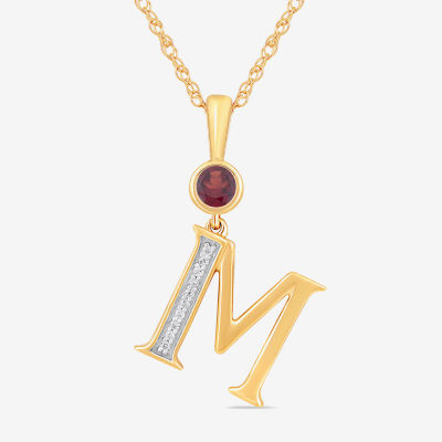 M Womens Genuine Red Garnet 14K Gold Over Silver 18 Inch Pendant Necklace