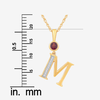 M Womens Genuine Red Garnet 14K Gold Over Silver 18 Inch Pendant Necklace
