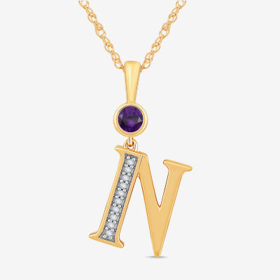 Womens Genuine Purple Amethyst 14K Gold Over Silver Pendant Necklaces