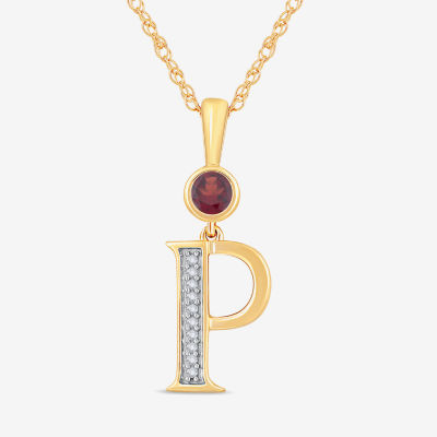 Womens Genuine Red Garnet 14K Gold Over Silver Pendant Necklace