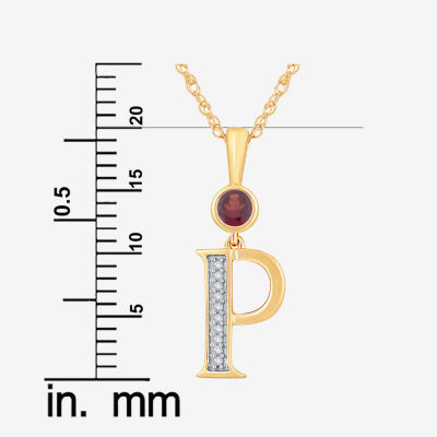 Womens Genuine Red Garnet 14K Gold Over Silver Pendant Necklace