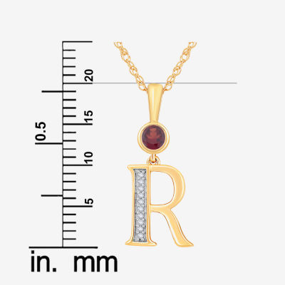 R Womens Genuine Red Garnet 14K Gold Over Silver Pendant Necklace