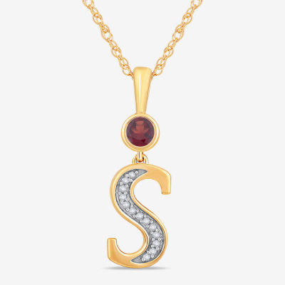 Womens Genuine Red Garnet 14K Gold Over Silver Pendant Necklace