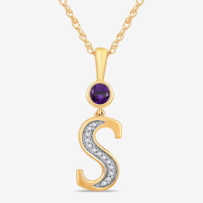 Womens Genuine Purple Amethyst 14K Gold Over Silver Pendant Necklaces