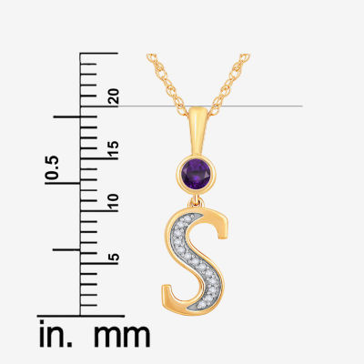 Womens Genuine Purple Amethyst 14K Gold Over Silver Pendant Necklace