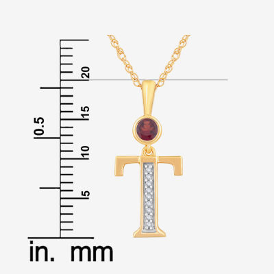 Womens Genuine Red Garnet 14K Gold Over Silver Pendant Necklace